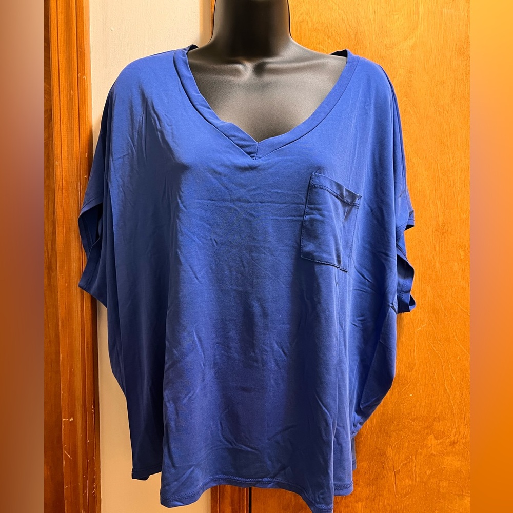 Royal Blue V-neck Oversized Slouchy Fit Tee in Medium